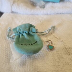 Tiffany & Co. Silver Necklace with Turquoise Heart Pendant